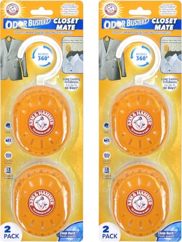 Arm & Hammer Odor Busterz Closet Mate, 4 Count Deodorizer (Pack of 9) - size: 36 Count, style: Garment Protector Cover