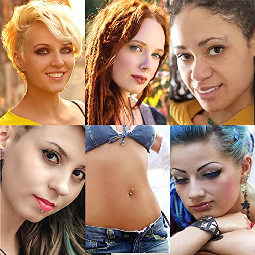 A-minusone 84+98+120PCS Body Septum Piercing Kit 14G 16G Tools for Nose Tongue Lip Ear Eyebrow Belly Button Cartilage Tragus Industrial Barbell Helix Daith Piercing Jewelry Clamps - size: 120 Pcs