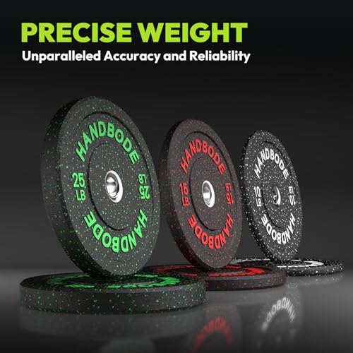 HANDBODE 2-Inch Weight Plates High Bounce, Olympic Bumper Plate Set 45/100/160/190/260/300lb, Colored Weight Plates Set for Home Gym, Barbell Weights Rubber Strength Training Plate for Weight Lifting - size: 140 lb Set (Pair of 10, 15, 20, 25 lb), style: