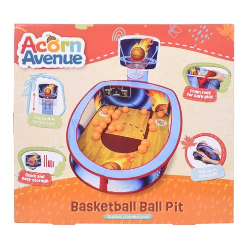 Large Basketball Sport Pop Up Ball Tent with Basketball Hoop and 20 Soft Balls for Toddler Kids, Folds for Easy Storage
