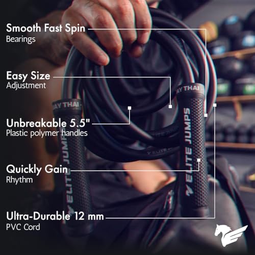 Elite Jumps The Beast Weighted Jump Rope for MMA, Ultra-heavy | High-intensity weighted rope for Muay Thai, MMA and full-body workouts. For men and women.
