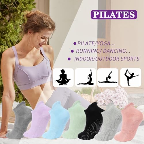 loudashuaiqi Grip Pilates Socks Non Slip Athletic Yoga Socks with Grips for Women Grippy socks for Hospital Workout Barre - style: Black/Dark Grey/Light Grey