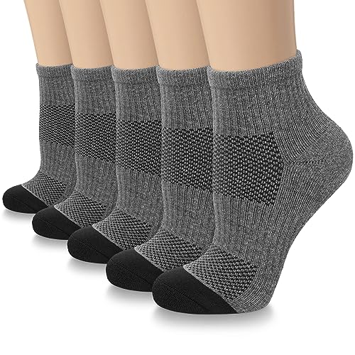 5 Pairs Copper Compression Socks for Women & Men - Ankle Plantar Fasciitis Arch Support Running Socks for Athletic - color: 04 a Dark Gray, size: Small-Medium