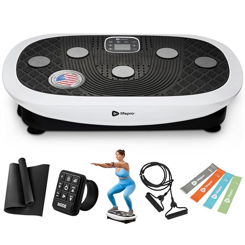 Lifepro Rumblex Plus/Pro 4D Vibration Plate Exercise Machine with 60 Speeds | 3 Motors, 7 Training Modes, Bluetooth Speaker, Wristband Remote — Vibration Plate for Lymphatic Drainage, Muscle Activation - color: White, size: Small