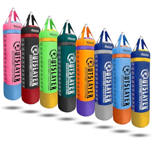 Outslayer 100 lbs Filled Heavy Bag | Custom Colors for Boxing, Kickboxing, Taekwondo & MMA Training | Made in USA - color: Built-In Bottom, style: Without Bottom D-Ring