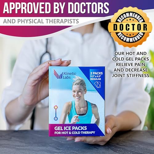 Ice Packs for Injuries Reusable (2 Pack) – Flexible Gel Ice Pack for Knee, Shoulder, Back – Soft Hot & Cold Therapy – Kinetic Labs - size: Regular (Pack of 2)