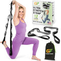 Gradient Fitness Stretching Strap for Physical Therapy, 12 Multi-Loop Stretch Strap 1.5" W x 8' L, Neoprene Handles, Physical Therapy Equipment, Yoga Straps for Stretching, Leg Stretcher. - color: Black/Grey