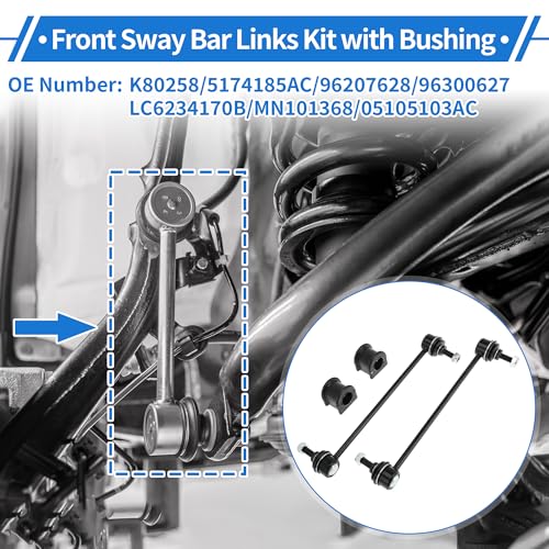 Front Stabilizer Bar Links with 2 Pcs Bushing for Jeep Patriot 2007-2017 for Dodge Caliber 2007-2012 Sway Bar Link Kits No.K80258 1 Set