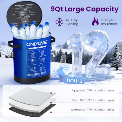 ONLYCARE Cold Therapy Machine, Ice Machine for Knee After Surgery,Dark Blue | Portable Machine with Quiet Pump, Large Cold Pad for Ankle, Arm Joints, Sports Injuries, Cryotherapy Pain Relief - color: Dark Blue
