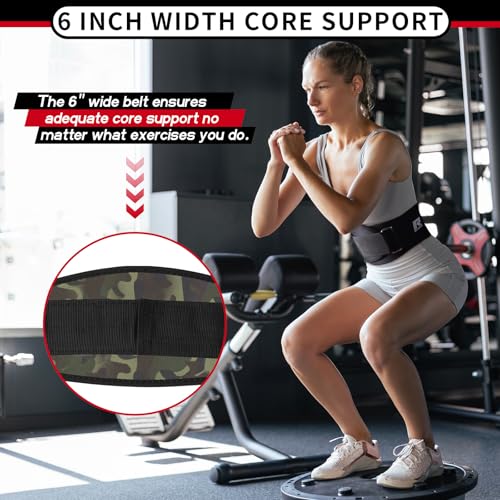 RitFit Weight Lifting Belt - Great for Squats, Lunges, Deadlift, Thrusters - Men and Women - 6 Inch Black/Camouflage - color: Camo, size: M(30"-36")