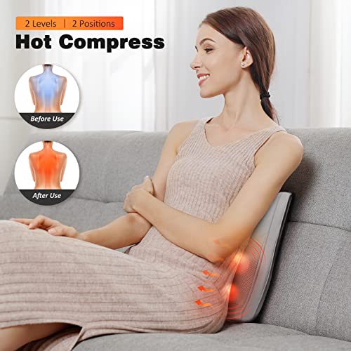 Boriwat Back Massager with Heat, 3D Kneading Massage Pillow for Back, Neck, Shoulder, Leg Pain Relief Deep Tissue, Gifts for Women Men Mom Dad(Light Gray) - style: Light Gray