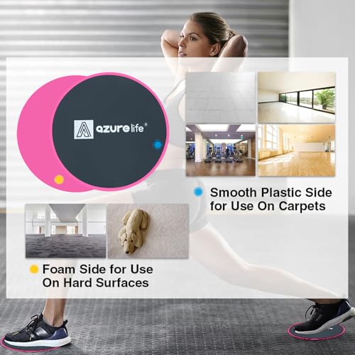 A AZURELIFE Exercise Core Sliders, Dual Sided Exercise Gliding Discs Use on Carpet or Hardwood Floors, Light and Portable, Perfect for Abdominal&Core Workouts - color: Pink