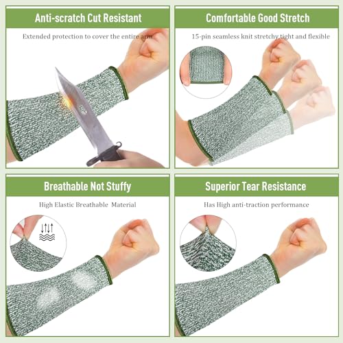 Sintege 3 Pairs Arm Protectors for Thin Skin and Bruising Cut Resistant Forearm Sleeve Level 5 Arm Burn Protection Sleeve (Black, Grey, Green,7.9 Inch) - color: Black, Grey, Green, size: 7.9 Inch