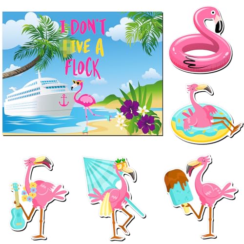 Kanayu 6 Pcs Flamingo Cruise Door Decorations Magnetic Large Ship Decorations Magnets Anchor Cruise Decor Car Fridge Magnet Decal for Carnival Stateroom Door - style: Flamingo