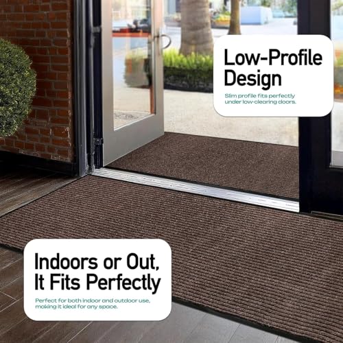 Durable Rubber Door Mat - Heavy Duty, Indoor/Outdoor, Easy Clean, Waterproof, Low-Profile Mat for Entry, Patio, Garage - Stylish (Brown, 2 x 3 Feet) - color: Brown, size: 2 x 3 feet