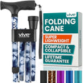 Vive Folding Cane - Foldable Walking Cane for Men, Women - Fold-up, Collapsible, Lightweight, Adjustable, Portable Hand Walking Stick - Balancing Mobility Aid - Sleek, Comfortable - color: Blue Burst