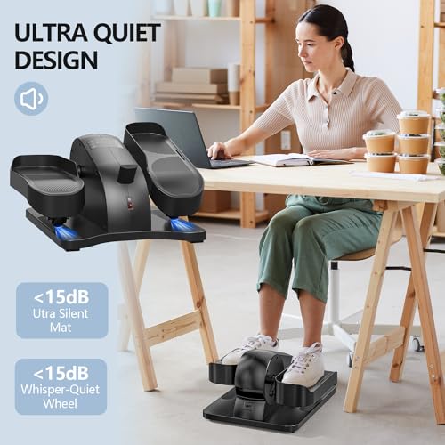 Under Desk Elliptical Machine for Senior Mini Elliptical Leg Exerciser with Remote Quiet Portable Electric Seated Foot Pedal Exerciser for Home Office - size: Compact