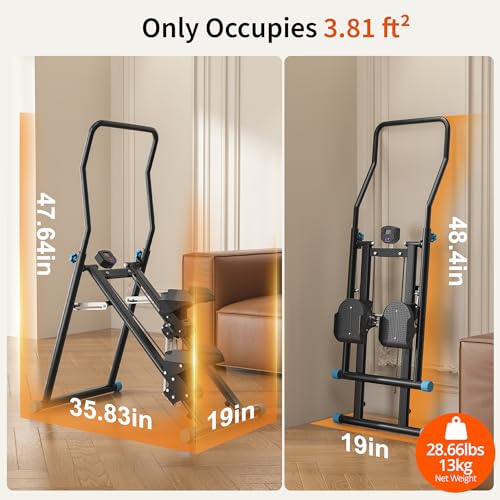 MOMODA Stair Stepper Resistance Adjustable Folding Vertical Climber Machine for Home Gym Full-Body Workout - color: Black Blue