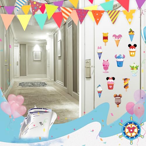 RiVolTa Mouse Cruise Door Magnets - 12 Pcs Summer Ice Cream Cute Ship Cabin Magnetic Stickers Funny Mice Decorations Garage Stateroom Accessories for Holiday Carnival Party Locker Refrigerator Decor - color: Ice Cream