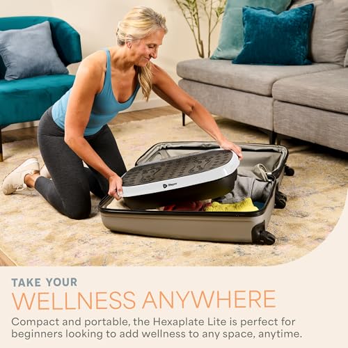Lifepro HexaPlate Lite Vibration Plate Exercise Machine — Magnetic Acupoints, 99 Speeds & 10 Presets Vibration Platform Machine with Resistance Bands — Vibrating Plate for Lymphatic Drainage & Toning - color: White