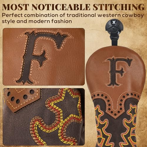 Craftsman Golf Cowboy Western Retro Brown Durable Golf Headcover Head Cover fits up to 460cc Driver for Fairway Wood Hybrids Rescue Putter Protector - style: Faiway wood head cover