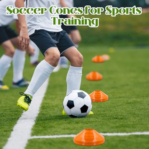 60/30 Pack Soccer Training Cones - Agility Cones with Carry Bag, Sturdy Disc Cones for Sports Training, Soccer, Football, Basketball, Indoor Outdoor Sports, Festive Events, Field Cone Markers - color: Orange- 30 Pack