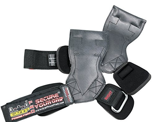 Lifting Grips PRO Weight Gloves Heavy Duty Barbell Gymnastics Straps Alternative to Power Hooks Deadlifts Adjustable Neoprene Padded Wrist Wrap - color: Black Rubber, size: Large 7.50"-8.50" Wrist Size