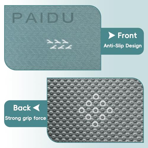 PAIDU Foldable Yoga Mat, 70"x24"x0.31" TPE Non-Slip Mat with Bag | Double‑sided non‑slip, 8mm thick TPE, foldable for travel, ideal for yoga/pilates/fitness/home/outdoor workouts - color: Dark green + Grey
