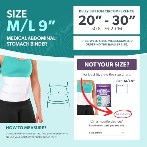 BraceAbility Medical Abdominal Stomach Binder - Belly Band Compression for Diastasis Recti, Postpartum, Post-Surgical Wrap for Tummy Tuck Recovery, Post op Abdominal Binder for Women and Men (M/L 9") - size: M/L 9"