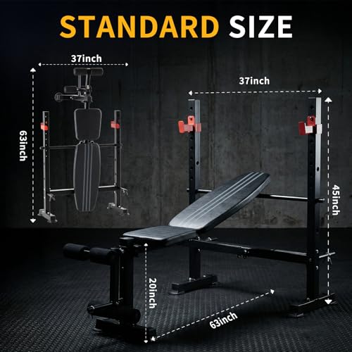 Adjustable Weight Bench, Foldable Bench Press Set with Leg Extension and Curl, 650 LBS Heavy Duty Full Body Strength Training Bench for Home Gym, Black & Red - color: Classic Black