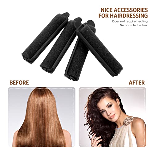 Syhood 43 Pcs Foam Sponge Hair Rollers Women 0.59 Inch Soft Sleeping Curlers Flexible Sponge Curler Tool and Rat Tail Comb for Hair Styling Hairdressing Overnight Curl and Volume(Black) - color: Black