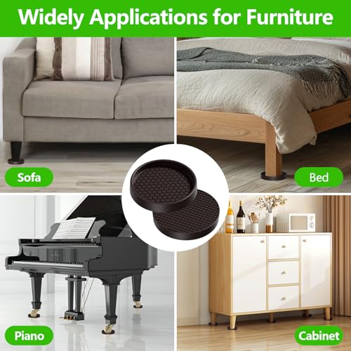 Non Slip Furniture Pads- 3"x3" Round Anti Skid Caster Cups Furniture Coasters, Anti-Sliding Grippers Floor Protectors for Furniture Bed, Couch, Chair Leg, Brown(Set of 8) - size: 3" 8pcs Brown