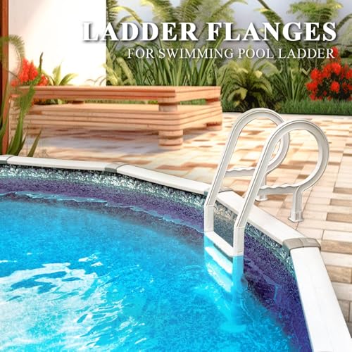 G-PLUS Ladder Flanges Pool Ladder | Compatible with Heavy Duty Resin In-Pool Above Ground Swimming - size: White(square)