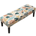 Fuloon Stretch Bench Cover, Anti-Dust Removable Dining Bench Slipcover Washable Seat Cushion Protector for Bedroom, Kitchen, Hotel, Banquet, Green Gold Flower - color: Flower Green Gold