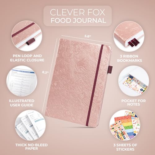 Clever Fox Food Journal - Daily Food Diary, Meal Planner to Track Calories & Nutrients, Weight Tracker Notebook, A5 (Rose Gold) - color: Rose Gold, size: A5 (5.8'' x 8.3'')