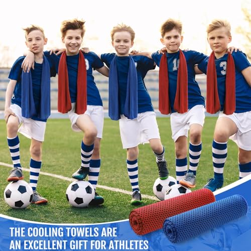 Hosuly 30 Pack Cooling Towels, 40"x12" Ice Breathable Soft Chilly Sweat Rag Microfiber Workout Rags for Gym Cooling Towels for Neck and Face for Yoga Golf Sport Running - color: Dark Blue, Red