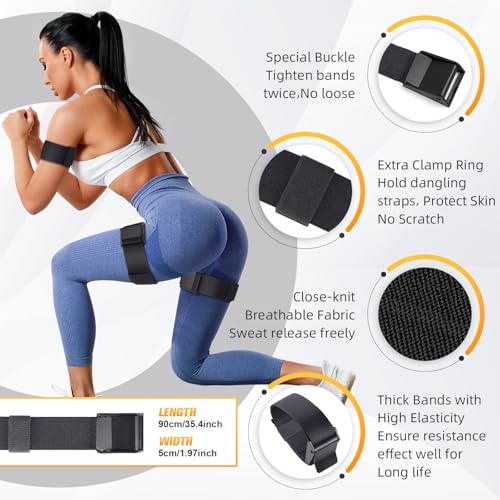 Booty Bands, Blood Flow Restriction Bands for Women/Men, Adjustable BFR Training Bands for Glutes & Hip Building, Occlusion Resistance Bands - color: Black