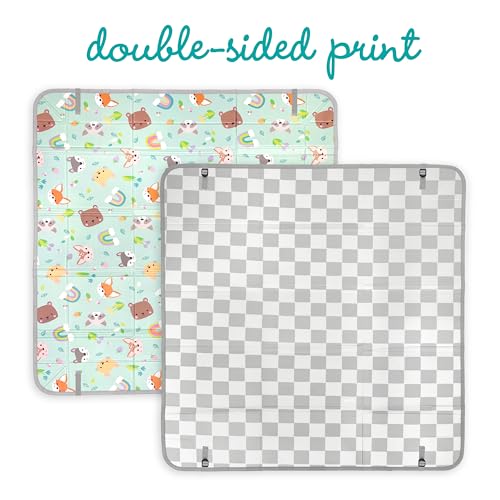 Infantino Foldable Foam Play Mat Reversible 57x57 in, Animals | Reversible design with two sides to play, Lightweight & portable, Water-resistant & wipeable, Folds flat for easy storage - style: Animal-Themed Foam Mat