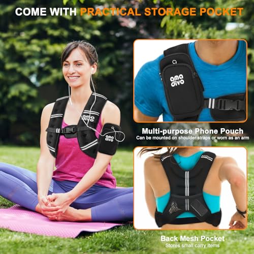 Weighted Vest for Men Women (20lb 16lb 12lb 8lb), Reflective Weighted Vest for Walking, Running, Workout & Fitness, Strength Training, Adjustable Buckles with Detachable Bag - size: 8 lbs