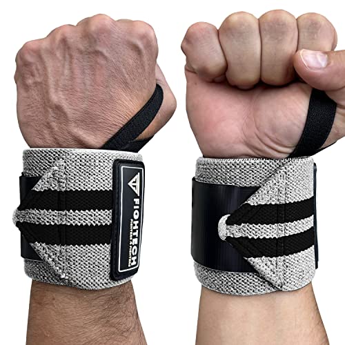 FIGHTECH Wrist Wraps for WeightLifting | 18 inch Professional Grade Lifting Wrist Wraps | Best for Powerlifting Competition, Strength Training, Bodybuilding (Gray, 18 Inch) - color: Gray