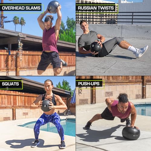 ProsourceFit Slam Medicine Balls 5, 10, 15, 20, 25, 30, 50lbs Smooth and Tread Textured Grip Dead Weight Balls for Strength and Conditioning Exercises, Cardio and Core Workouts - color: Classic - Black, size: 50 LB