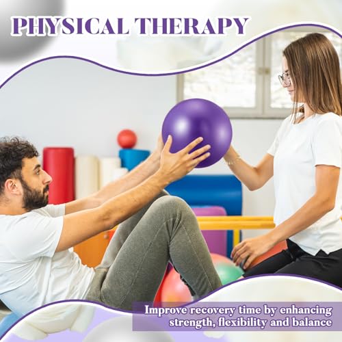 Sotiff 20 Pcs 9 Inch Pilates Ball Bulk Exercise Pilates Ball Mini Yoga Balls Therapy Core for Stability Barre Training Stretching Physical Posture Training Gym Workout with Inflation Tube - color: Purple