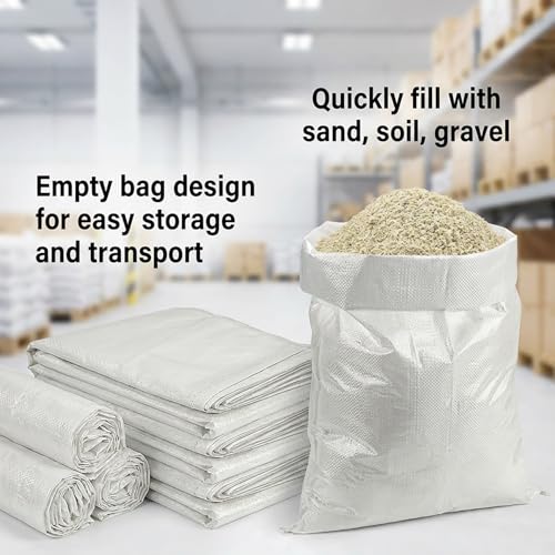 MAQIHAN Empty Sand Bags - Heavy Duty Sandbags for Flooding & Hurricane, 7PCS | Woven Polypropylene Fillable Sand Bag, Tear Resistant Sandbag Sack for Construction, Dry Materials Storage and Flood Control