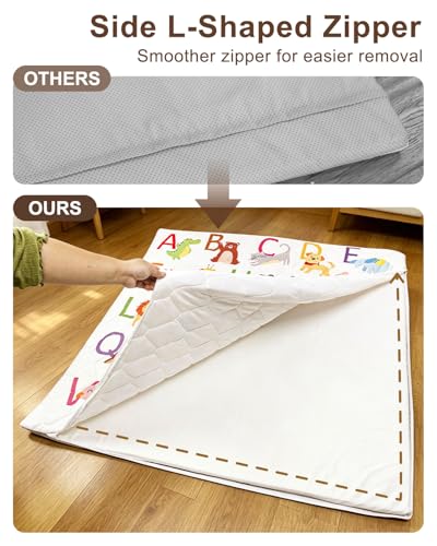 Baby Play Mat, 50x50 Playpen Mat with Machine Washable Cover | Removable, Thicken Cushioning Playmats for Baby, Non-Slip Bottom, Easy to Clean for Infants, Alphabets - color: Animal Alphabets, size: 50" X 50"