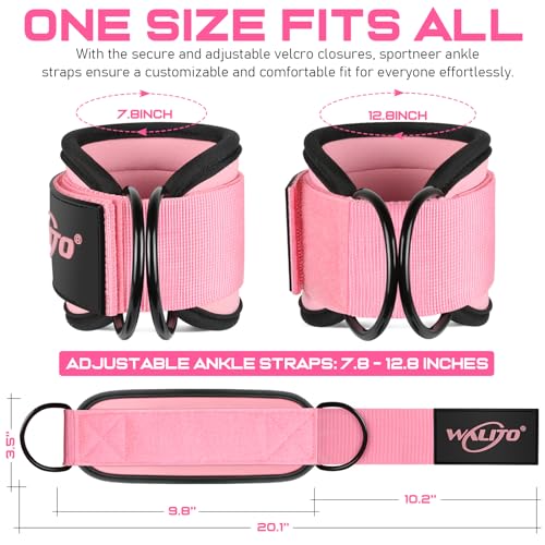 WALITO Gym Ankle Straps for Cable Machines Women & Men - Glute Kickback Ankle Cuff, Adjustable Cable Machine Accessories for Leg Extensions, Hip Abductors & Lower Body Workouts - color: Pair - Black Pink