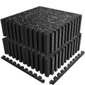 PRAISUN 0.56" Rubber Top Gym Flooring, Heavy Duty Interlocking Gym Mats for Home Gym, Non-Slip Workout Mat, 24 x 24in Large Gym Floor Mat, Protect Floors from Weights & Equipment, 96 Sq Ft, Black/Grey - size: 24 Tiles (96 Sq Ft)