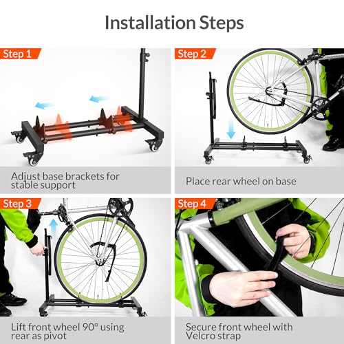 Sttoraboks Vertical Bike Stand, Freestanding Bike Rack Garage Storage Upright Bicycle Floor Stand Indoor Bike Holder with Adjustable Height for Garage & Apartment - for Wheels Sizes up to 29” - size: 1 Pack