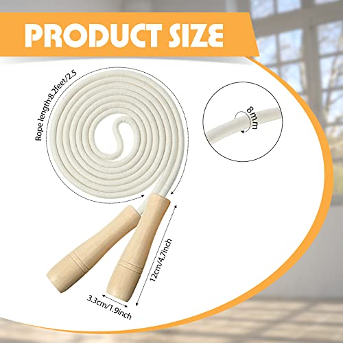 Hungdao 4 Pcs Jump Ropes for Kids with Wooden Handle Cotton Braided Adjustable Skipping Rope for Exercise Fitness Jumping Rope for Children Boys Girls Students Preschooler Outdoor Fun Activity