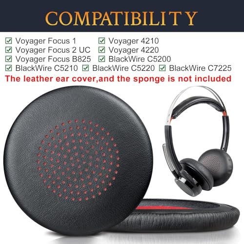 Voyager Focus UC Ear Pads,Ear Cushion Covers for Plantronics Voyager Focus UC/Focus 2 UC/Focus B825, BLACKWIRE C5200/C5210/C5220/C7225, Voyager 4210/4220 Headphones, Black