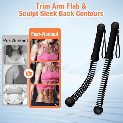 2PCS Ropeless Battle Ropes, Weighted Cordless Battle Ropes for Home Gym, Portable Silent Workout Rope Fitness Equipment for Full Body Toning, Low-Impact Workout, Strength & HIIT, Black - style: Black